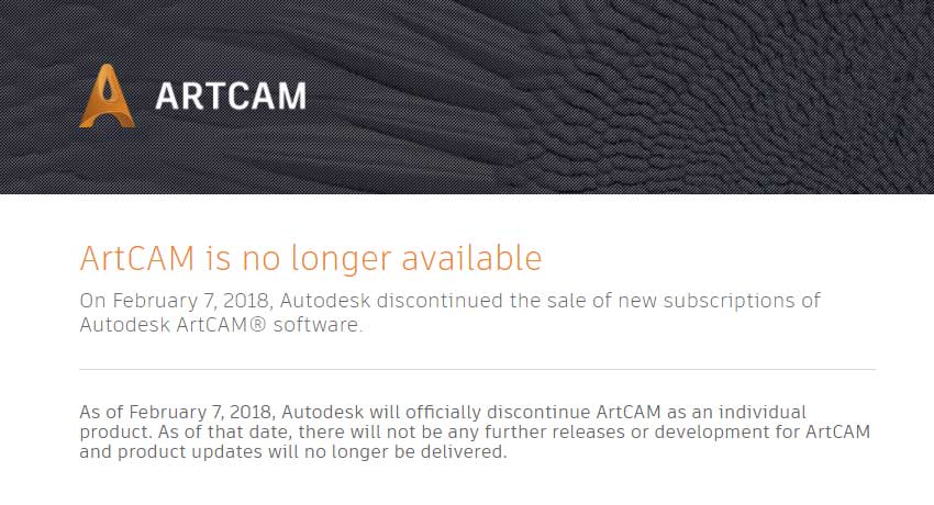 Autodesk annuncia la fine della vendita del software ArtCAM